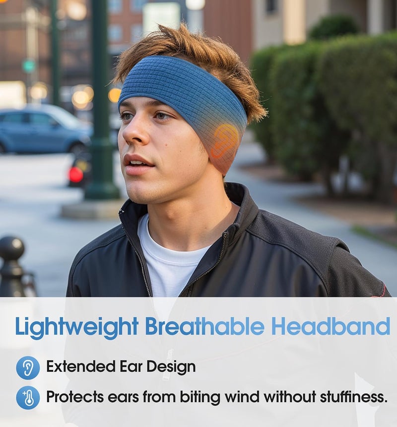 SUNMECI Lightweight Soft Fleece Headband - Breathable Ear Muffs for Men Women in Winter Running Cycling Ski Comfortable Warm for Clod Weather Sports - Image 2